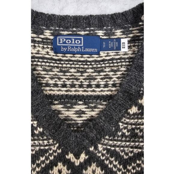 Polo by Ralph Lauren Fair Isle 100% Wool Sweater, V Neck, Luxury, Mens Sz S New - Picture 5 of 12